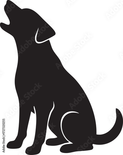 Dog barking sitting