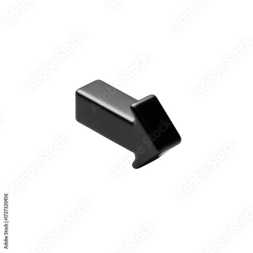 Black arrow shaped icon pointing downward, symbolizing navigation, download, or direction in user interface design
