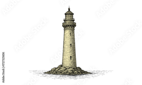Elegant vintage harbor lighthouse composition for nautical-themed designs