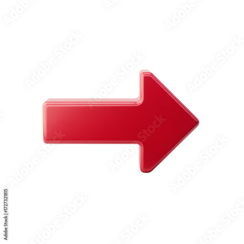 Bright Red Right Arrow Icon on a Transparent Background for Directional Guidance in Digital Media and Design Projects
