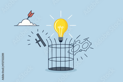 light bulb creative idea to break birdcage with launch vehicle accelerator.
