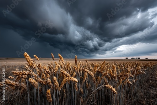 Wallpaper Mural Stormy skies over golden wheat fields, capturing the dramatic weather in a rural landscape, with a wide-angle view showcasing the intensity of nature. Torontodigital.ca