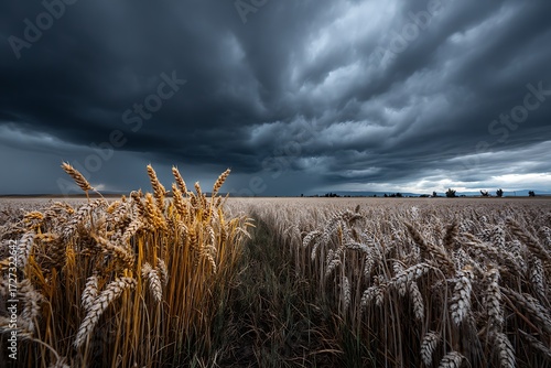 Wallpaper Mural Stormy skies over golden wheat fields, capturing the dramatic weather in a rural landscape, with a wide-angle view showcasing the intensity of nature. Torontodigital.ca