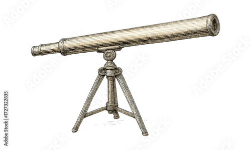 Vintage telescope illustration for educational and decorative purposes