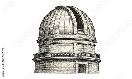 Vintage observatory etching illustration for academic design and heritage projects