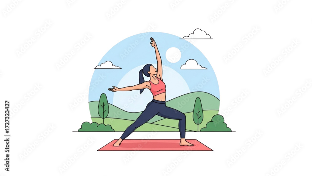 Fototapeta premium Yoga and Pilates Woman Vector Illustration – Tight Sportswear Pose Collection AI EPS PNG JPEG 
