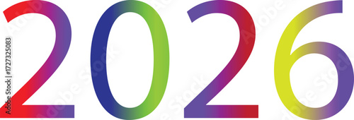 Vibrant rainbow gradient 2026 numbers symbolizing future success and innovation