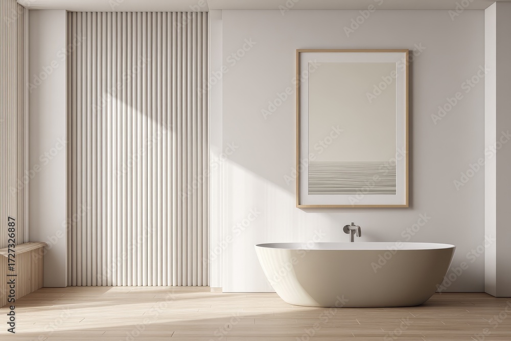 Fototapeta premium Modern, minimalist bathroom interior, sunlit