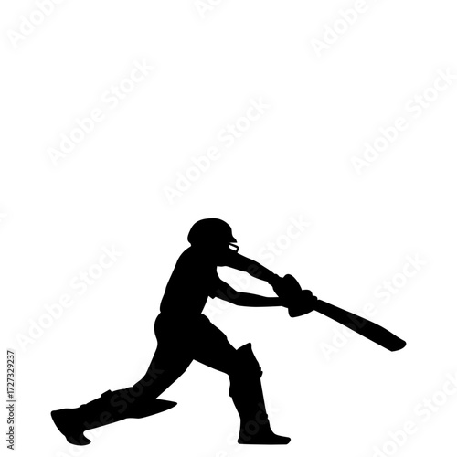 Silhouette of a Cricket Player in Action