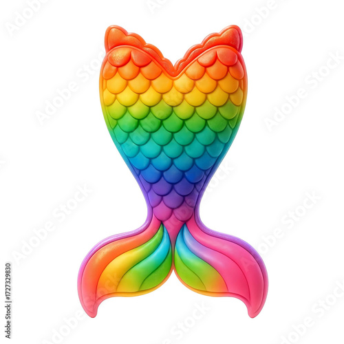 Mermaid Tail Pop It Fidget Toy in Rainbow Colors, Isolated Clipart.eps