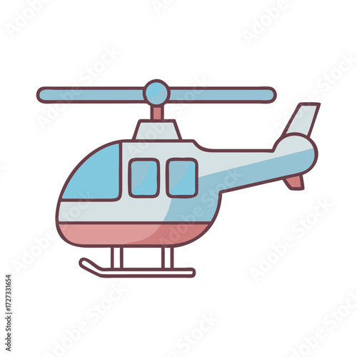 Cartoon helicopter illustration for kids aviation transportation vehicle rotorcraft travel flight