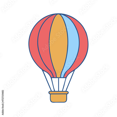 Colorful hot air balloon vector illustration for travel adventure and sky high fun design projects