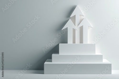 Abstract podium with upward arrows