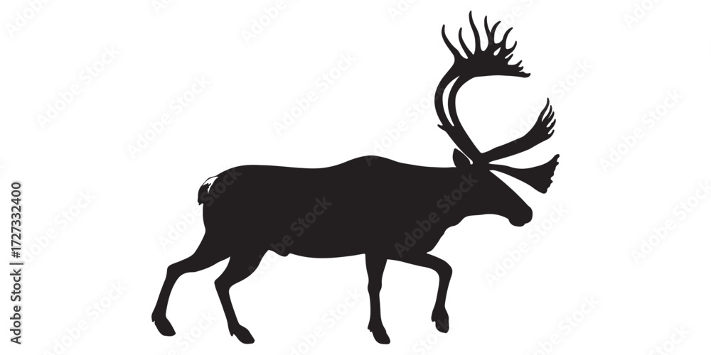 Fototapeta premium Elk silhouettes in different positions, black vector illustration isolated on white background