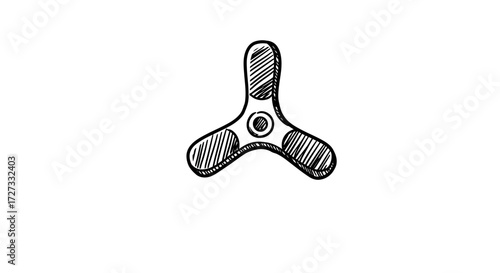 Simple Hand Drawn Fidget Spinner on White Background
