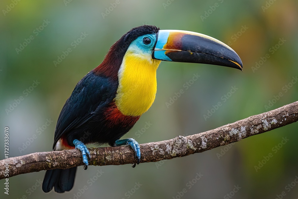 Naklejka premium Colorful toucan perched on a branch (5)