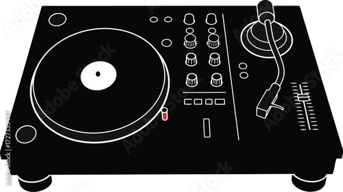 Retro dj turntable equipment for music production and entertainment vector