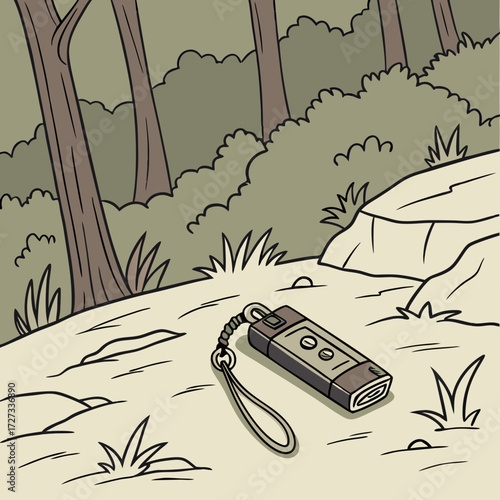 Lost USB Drive in a Forest Setting