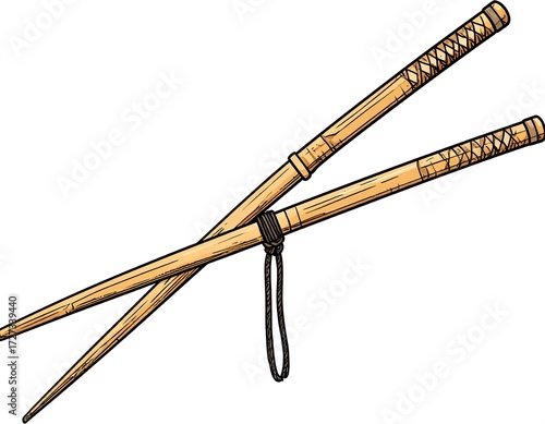 Illustration of wooden chopsticks