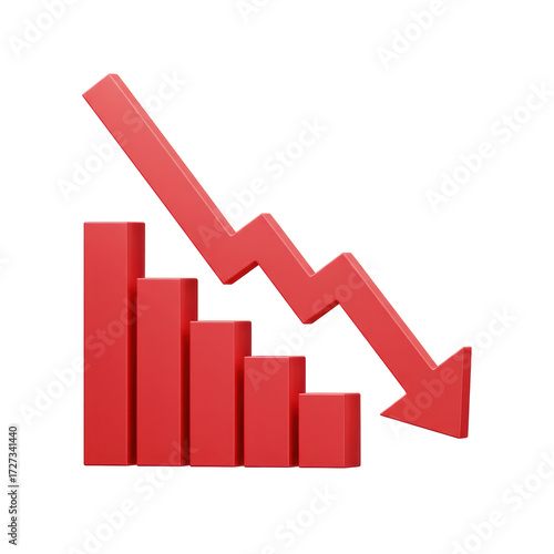 Red declining graph icon with transparent background Free Download Red declining graph icon with transparent background - GFXLoad