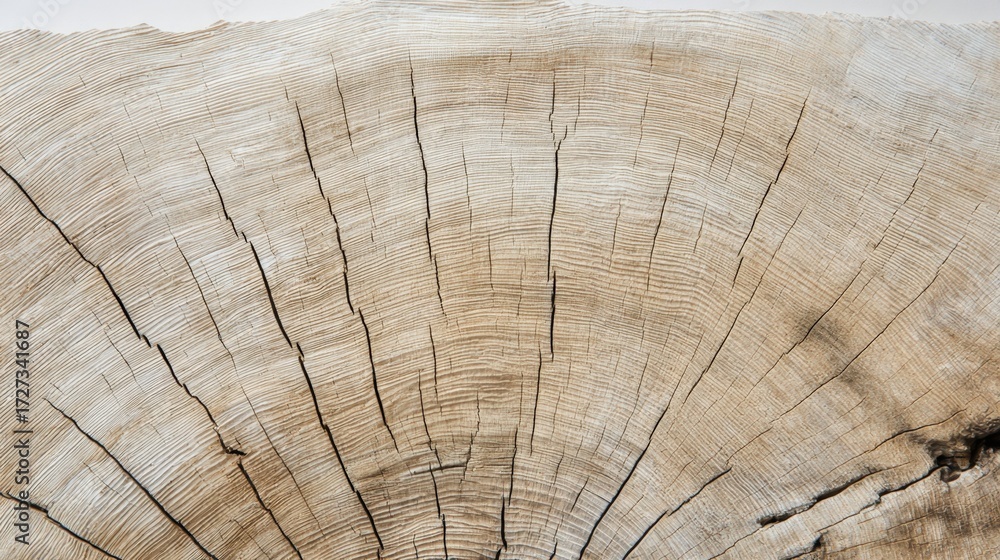Naklejka premium Closeup View of Wooden Log Cross Section Showcasing Natural Texture