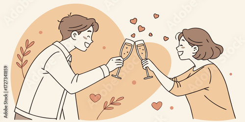 Couple toasting champagne glasses