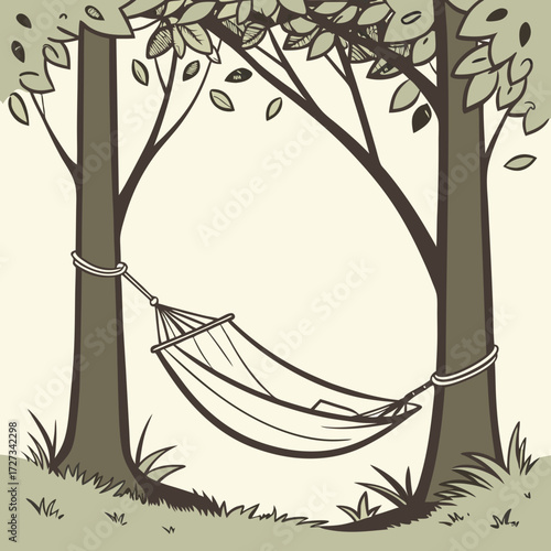 Serene Hammock Between Two Trees Illustration