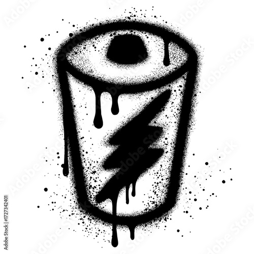 Battery icon in graffiti style with black spray paint.