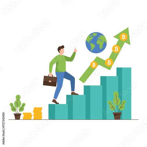Concept illustration of finance growth on a white background