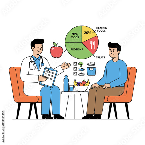 A nutritionist guides patients on how to keep a healthy diet