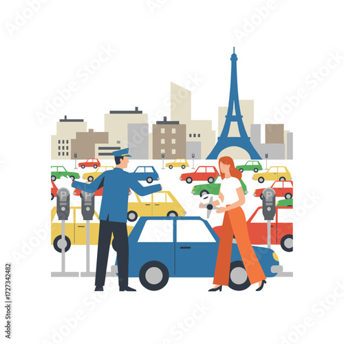 A professional car salesperson at a dealership, ready for use in web banners, infographics, and hero images, depicted in a flat modern vector style