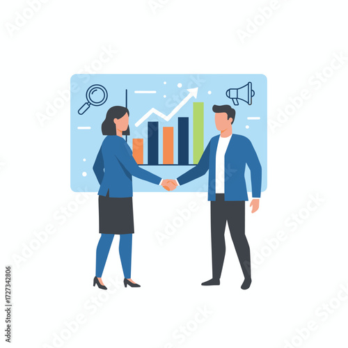 Concept for an affiliate marketing illustration that can be used in web banners, infographics, and hero images, featuring a flat isometric illustration set against a white background