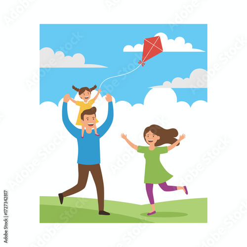 Concept of a flat family travel vector illustration, suitable for web banners, infographics, and hero images, presented on a white background