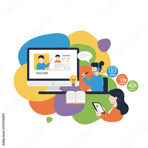 Education concept: the idea of learning and knowledge, studied through online vector illustration