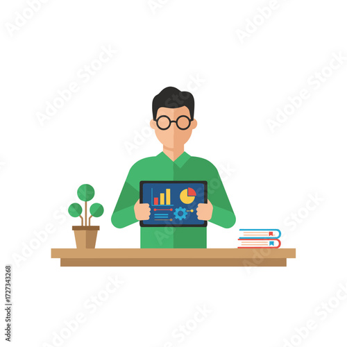 Concept for an administrator illustration: a flat illustration set against a white background