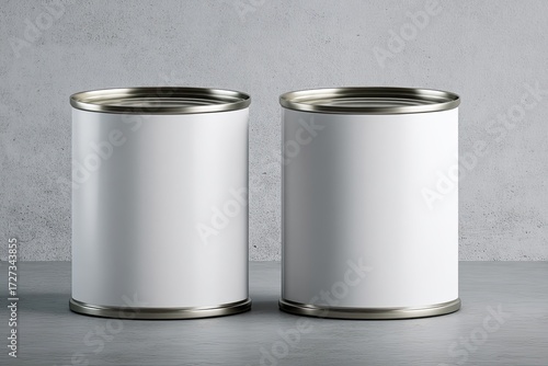 Wallpaper Mural Two blank tin cans on a textured surface Torontodigital.ca