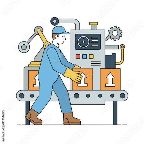 Concept illustration of a manufacturing unit on a white background