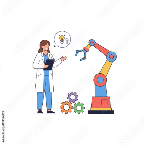 Illustration concept of an automation machine on a white background