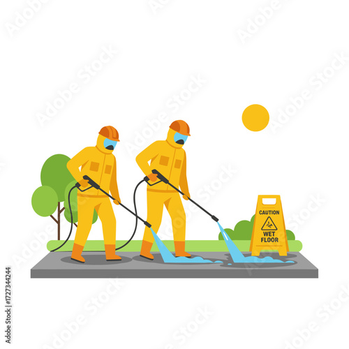 The cleaning crew is on duty