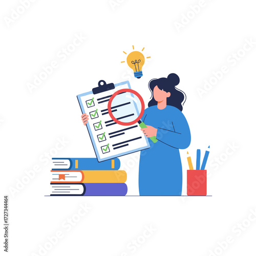 Illustration concept featuring an editor and proofreader on a white background