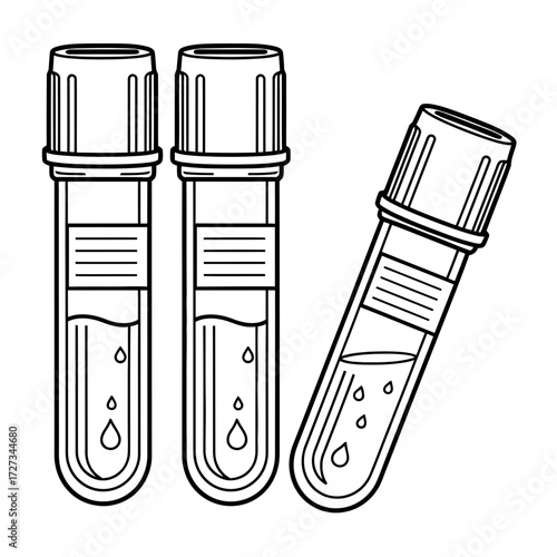 Vector illustration of laboratory test tubes for blood sample analysis and medical diagnosis