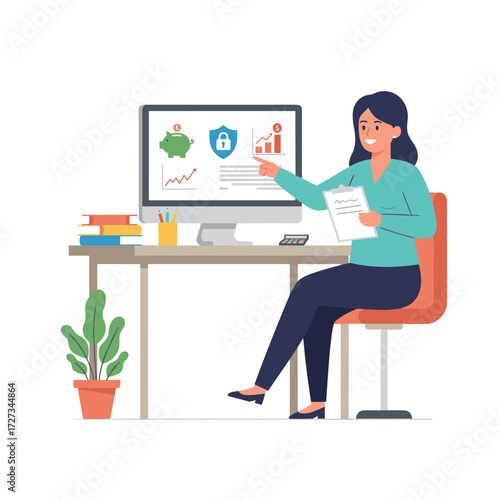 Illustration concept of a Benefits Manager on a white background