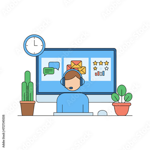 Illustration concept of a Customer Care Associate on a white background