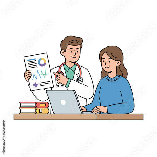 Illustration concept of a doctors' team discussion