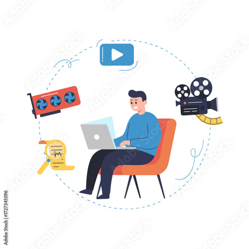 A video creator edits footage to produce a new vlog
