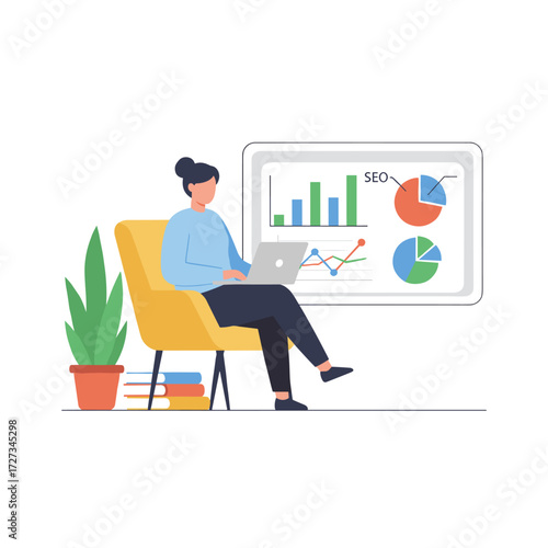 Illustration of an SEO strategy concept on a white background