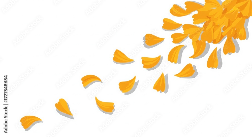 Fototapeta premium Marigold Petal Cascade Illustration. Minimal Festive Flatlay.
