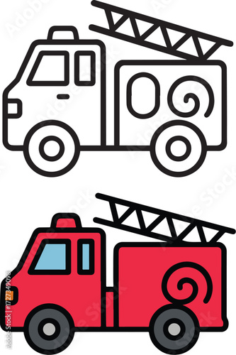 set of fire trucks