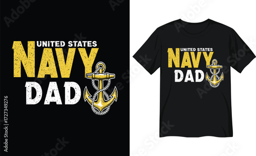 United States Navy Dad Typography with Anchor Illustration