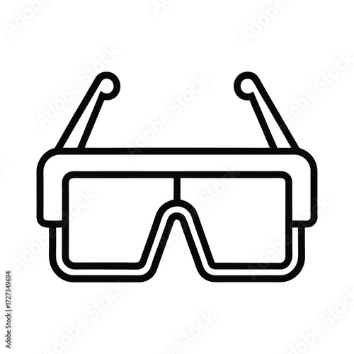 Modern augmented reality glasses icon with black outline